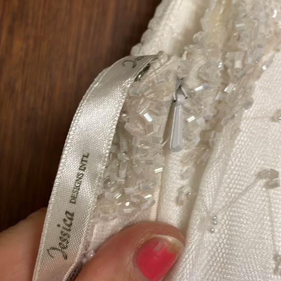 Satin beaded with lace insert gown/ wedding dress - Picture 6 of 13